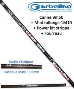 PACK COUP CARPE GARBOLINO MUSTANG CARP 9M50 + MINI RALLONGE + POWER KIT +FOURREAU