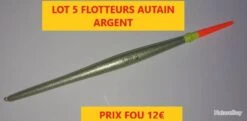 LOT 5 FLOTTEURS AUTAIN ARGENT Embout Rouge Ou Jaune Fluo 1.20 Gr Lot 24