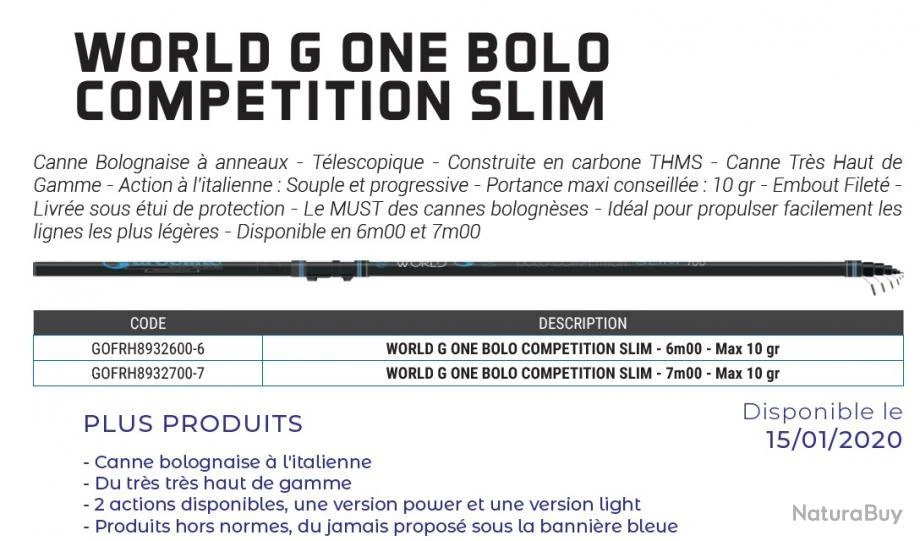 World G One Bolo Slim 6 M 10 G Max Canne Bolo Compétition Slim Garbolino 4 World G One Bolo Slim 6 M 10 G Max Canne Bolo Compétition Slim Garbolino – Image 2